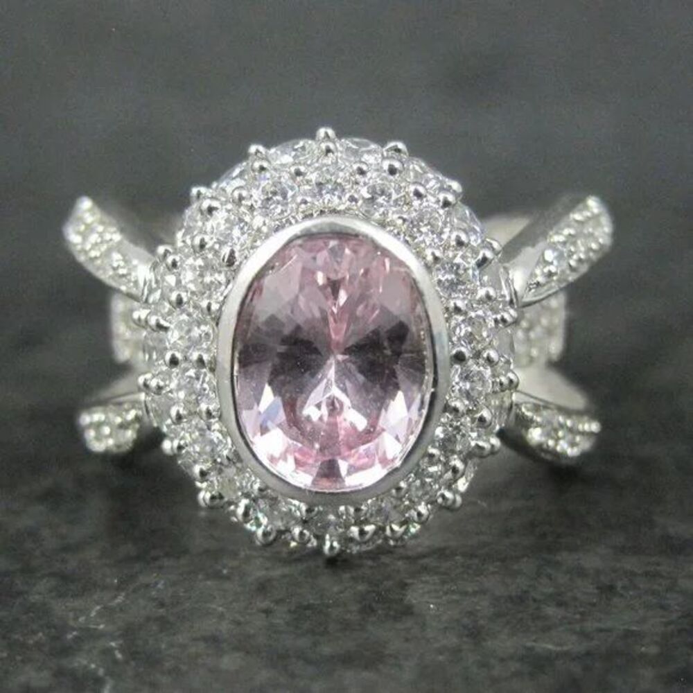 Large Sterling Silver Pink Sapphire Ring Size 9 Victoria Wieck